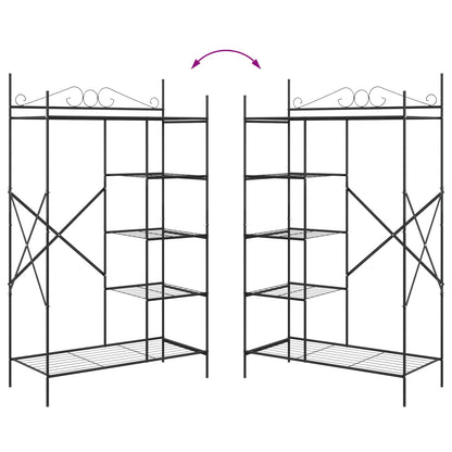 Open Wardrobe with Shelf Black 104.5 x 45 x 172 cm Steel