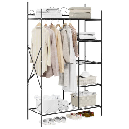 Open Wardrobe with Shelf Black 104.5 x 45 x 172 cm Steel