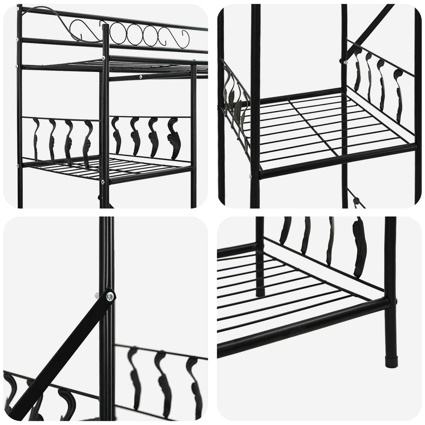 Open Wardrobe with Shelf Black 101 x 43 x 188 cm Steel