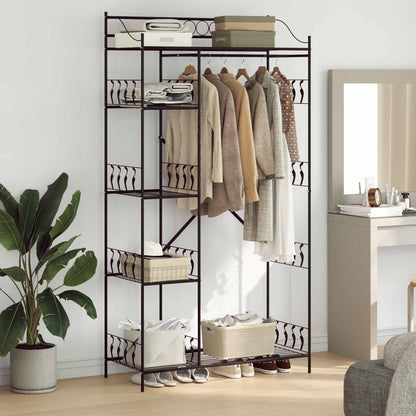 Open Wardrobe with Shelf Black 101 x 43 x 188 cm Steel