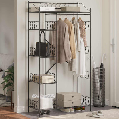 Open Wardrobe with Shelf Black 101 x 43 x 188 cm Steel
