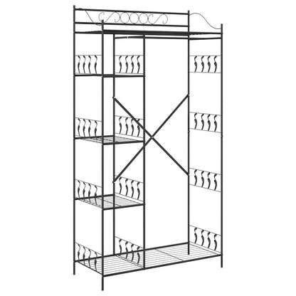 Open Wardrobe with Shelf Black 101 x 43 x 188 cm Steel