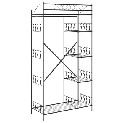 Open Wardrobe with Shelf Black 101 x 43 x 188 cm Steel
