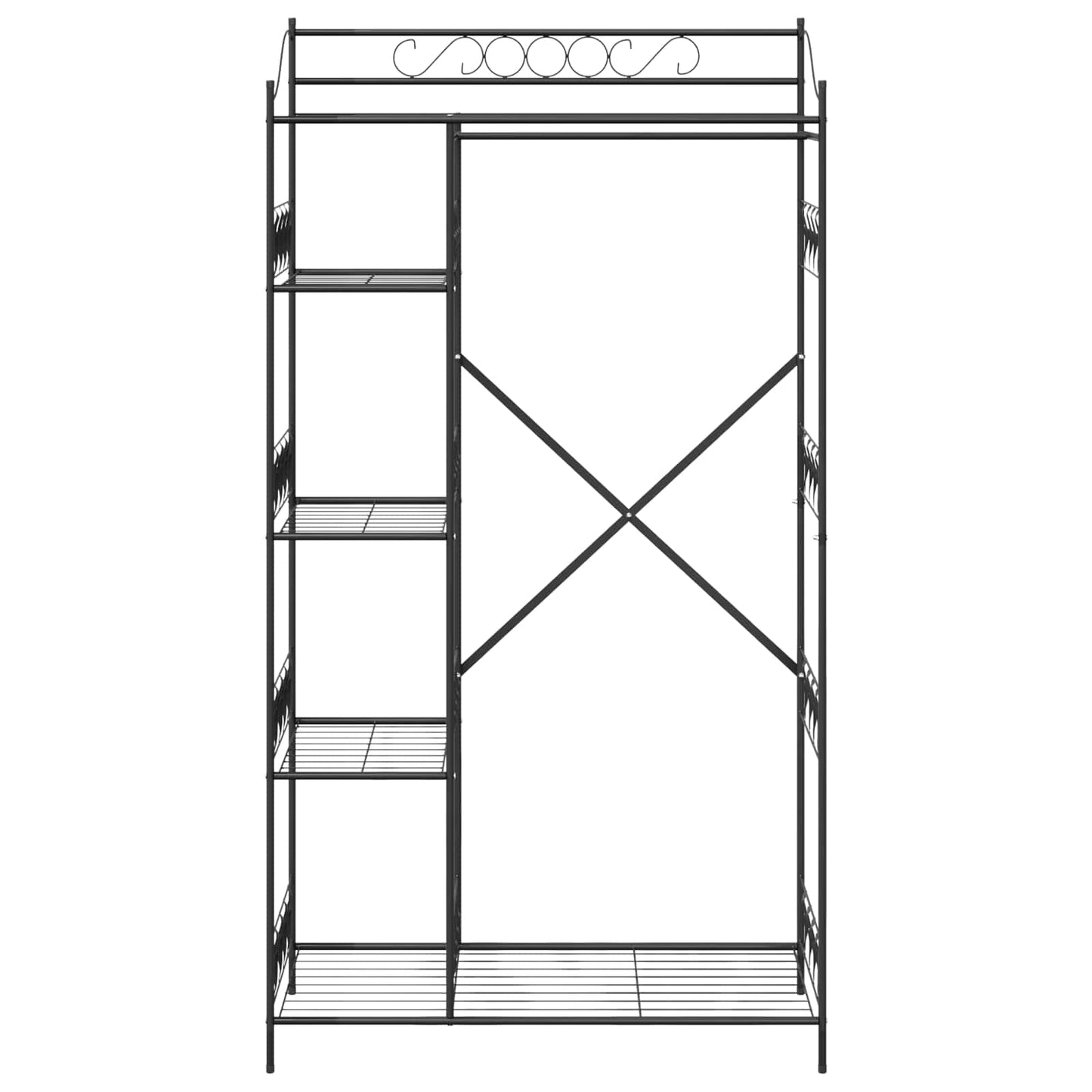 Open Wardrobe with Shelf Black 101 x 43 x 188 cm Steel