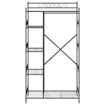 Open Wardrobe with Shelf Black 101 x 43 x 188 cm Steel