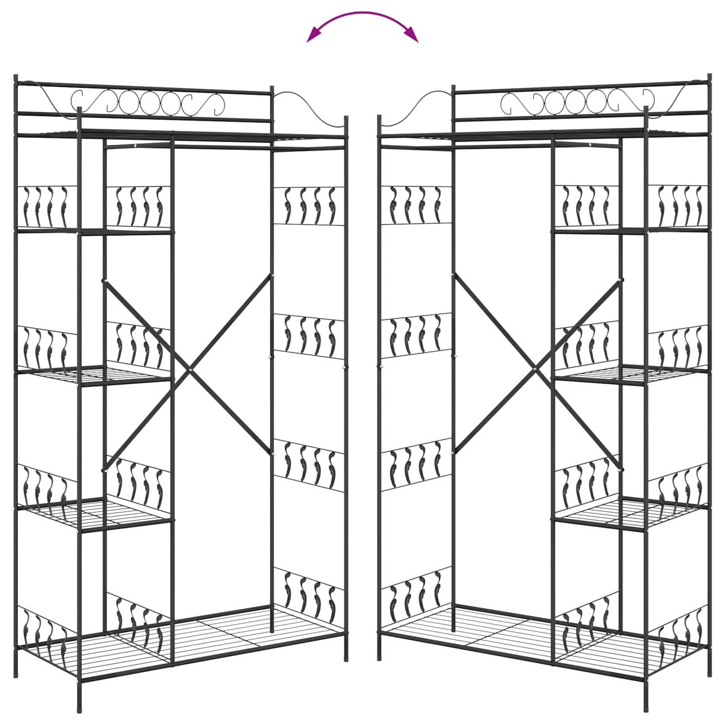 Open Wardrobe with Shelf Black 101 x 43 x 188 cm Steel