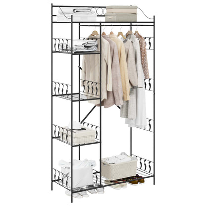 Open Wardrobe with Shelf Black 101 x 43 x 188 cm Steel
