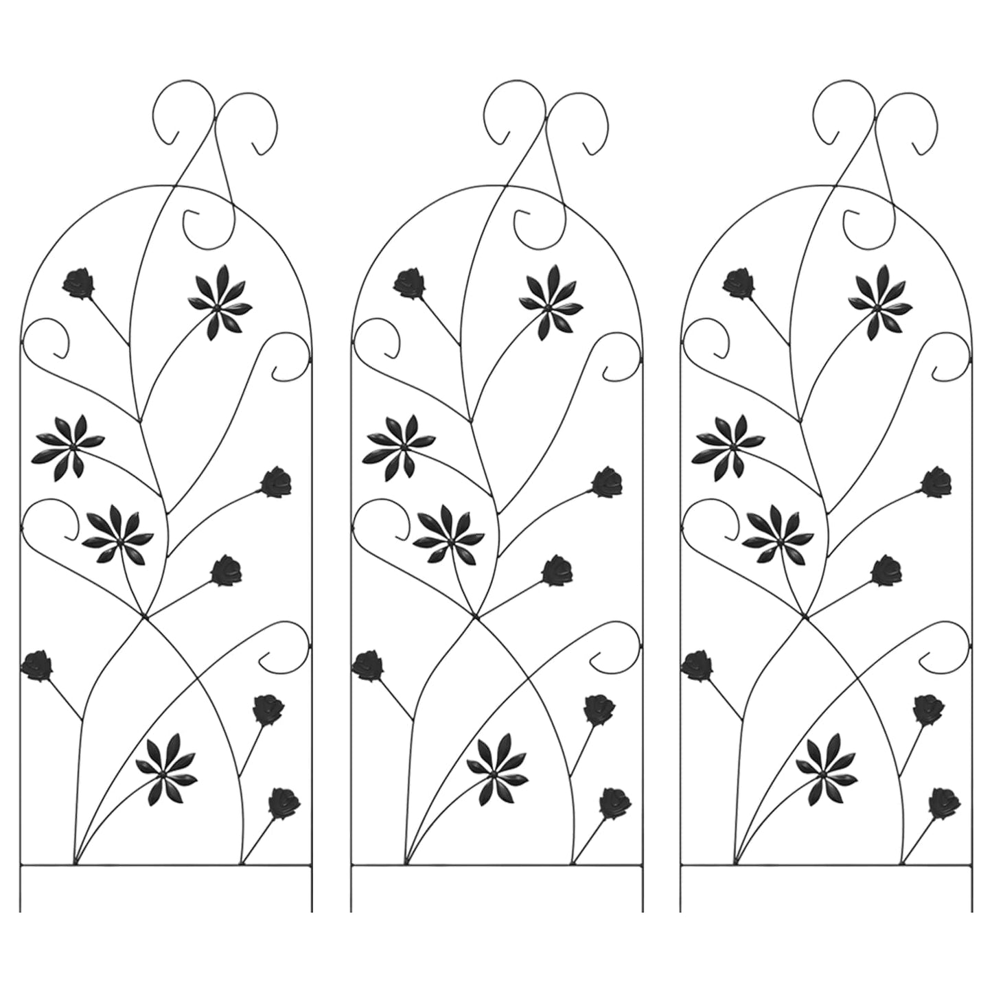 Garden Fence with Lock 3 pcs Black 112 x 39.5 cm Steel