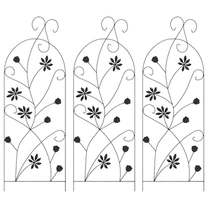Garden Fence with Lock 3 pcs Black 112 x 39.5 cm Steel