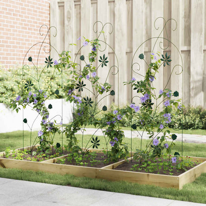Garden Fence 3 pcs Green 112 x 39.5 cm Steel