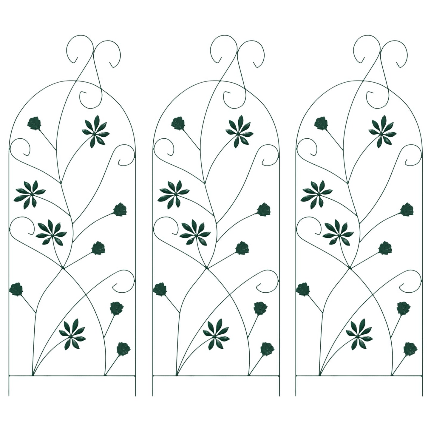 Garden Fence 3 pcs Green 112 x 39.5 cm Steel