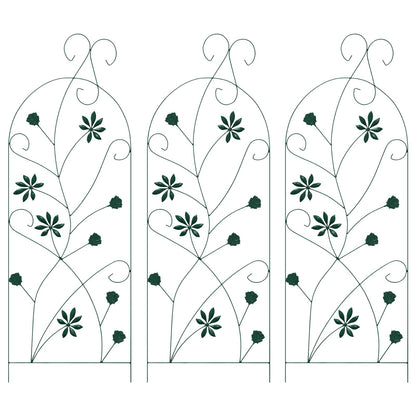 Garden Fence 3 pcs Green 112 x 39.5 cm Steel