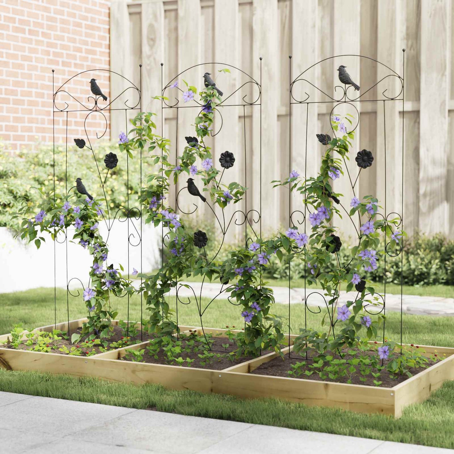 Garden Fence 3 pcs Black 110 x 40 cm Steel