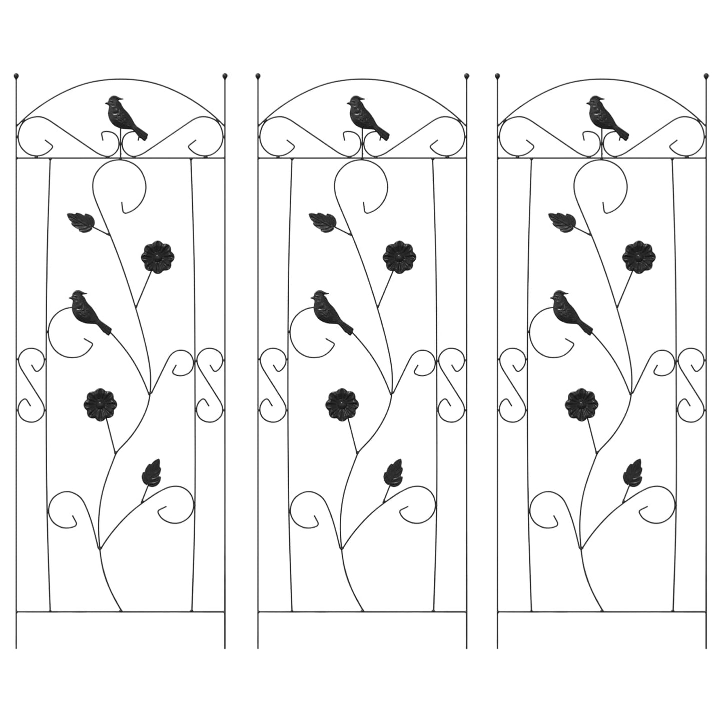 Garden Fence 3 pcs Black 110 x 40 cm Steel