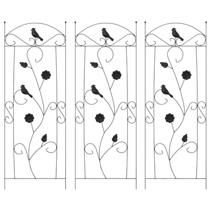 Garden Fence 3 pcs Black 110 x 40 cm Steel