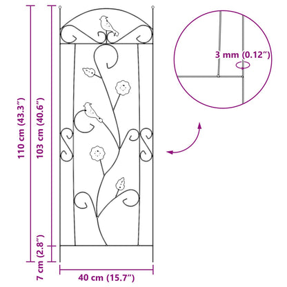 Garden Fence 3 pcs Black 110 x 40 cm Steel