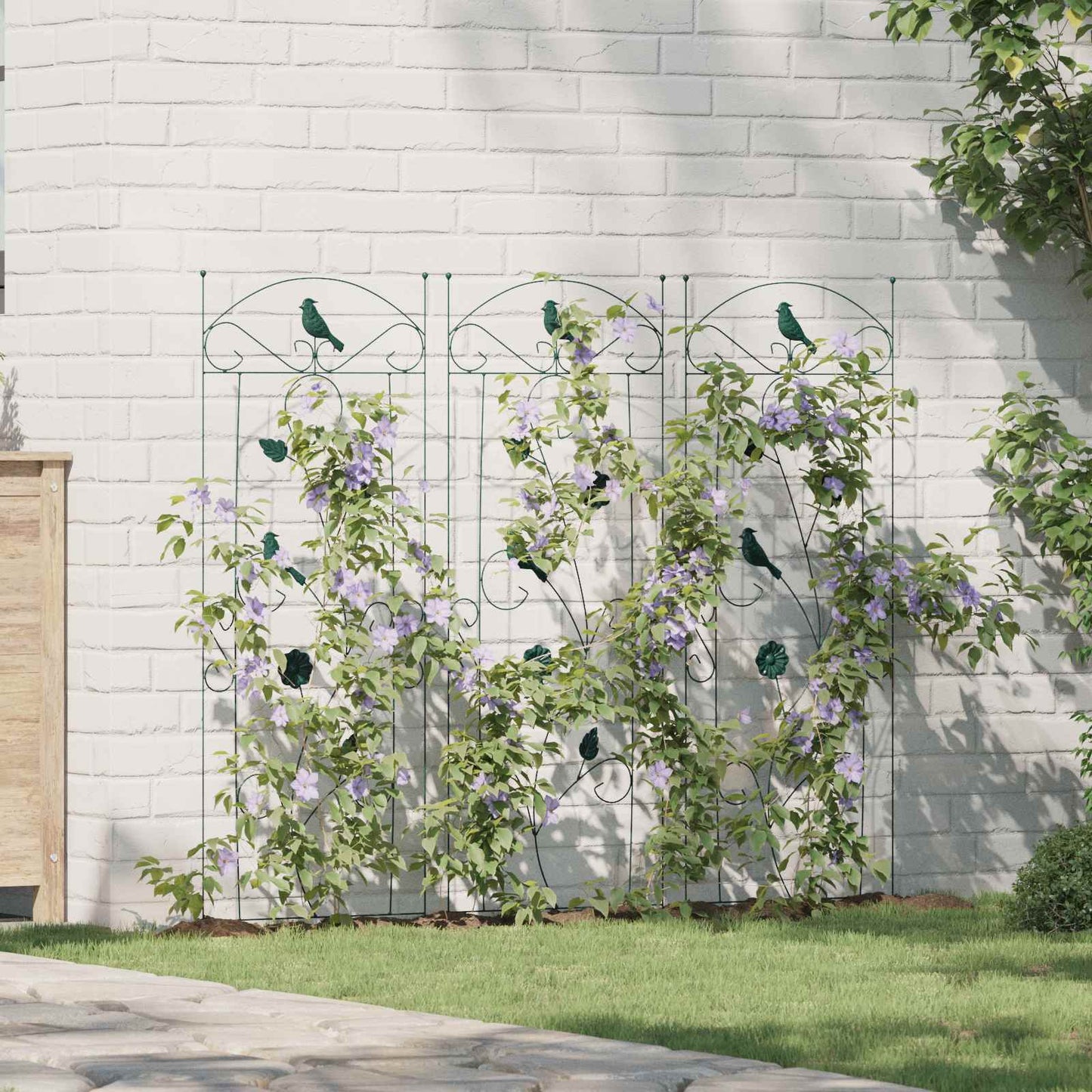 Garden Fence 3 pcs Green 110 x 40 cm Steel