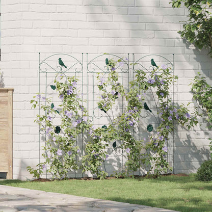 Garden Fence 3 pcs Green 110 x 40 cm Steel