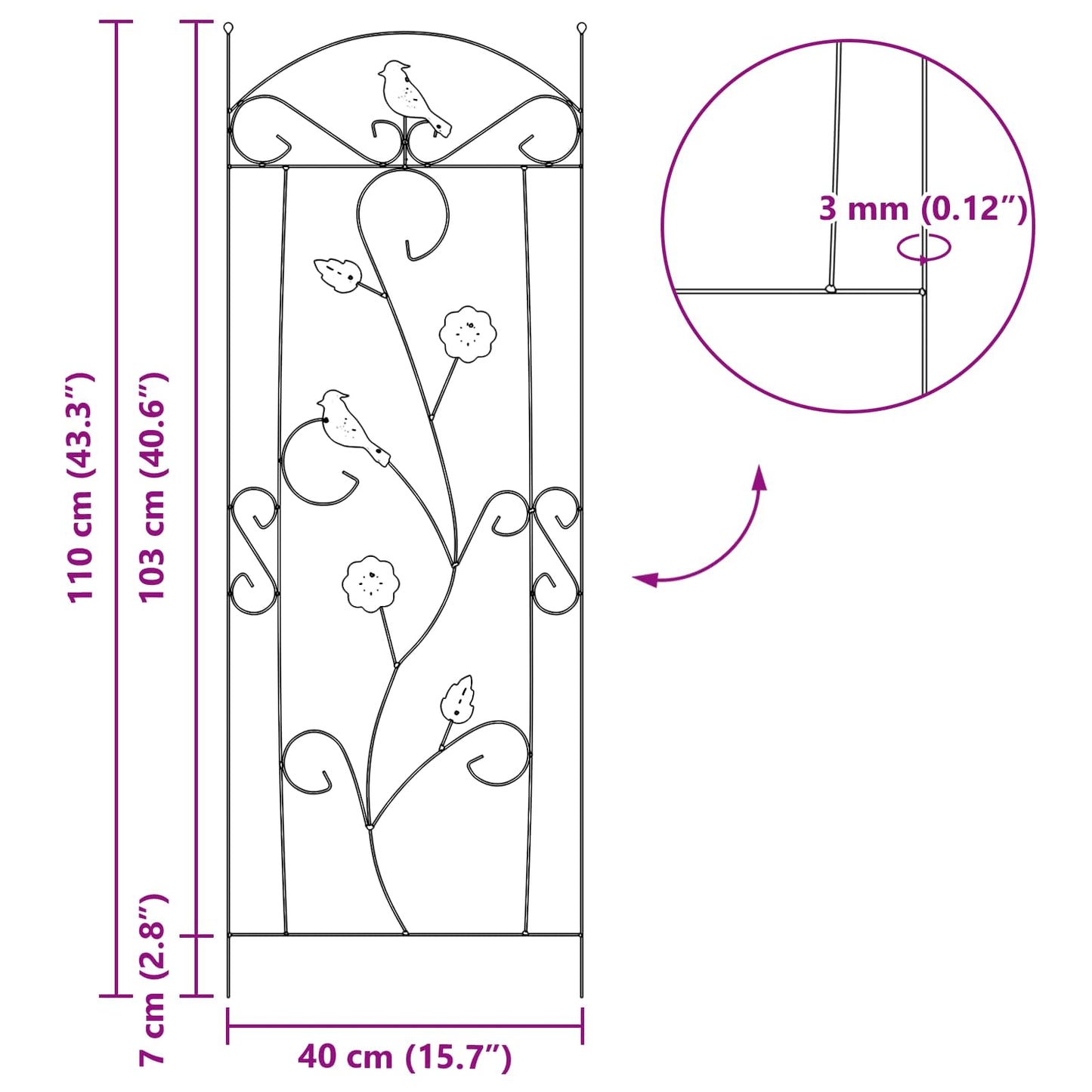 Garden Fence 3 pcs Green 110 x 40 cm Steel
