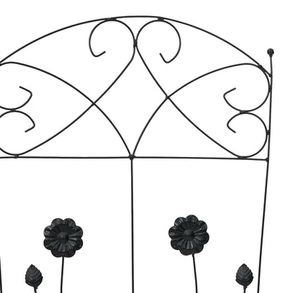 Garden Fence 3 pcs Black 110.5 x 42.5 cm Steel