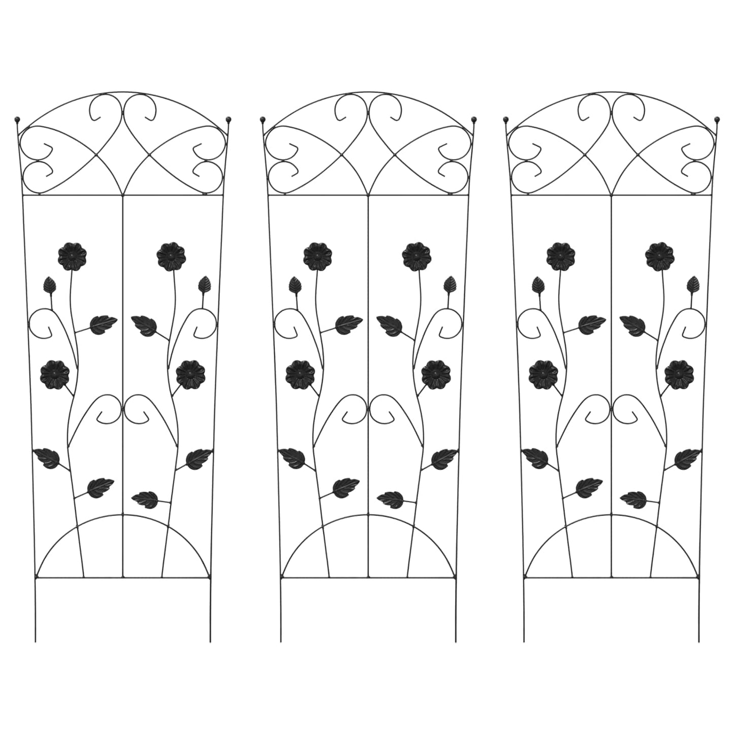 Garden Fence 3 pcs Black 110.5 x 42.5 cm Steel