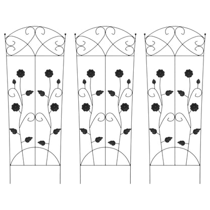 Garden Fence 3 pcs Black 110.5 x 42.5 cm Steel