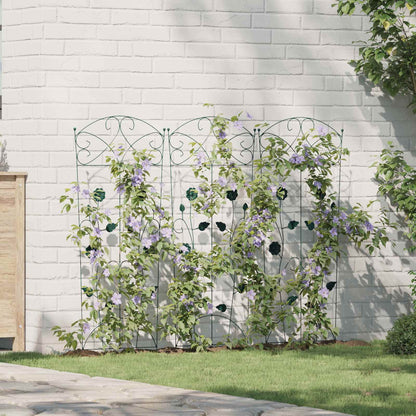 Garden Fence 3 pcs Green 110.5 x 42.5 cm Steel
