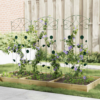 Garden Fence 3 pcs Green 110.5 x 42.5 cm Steel
