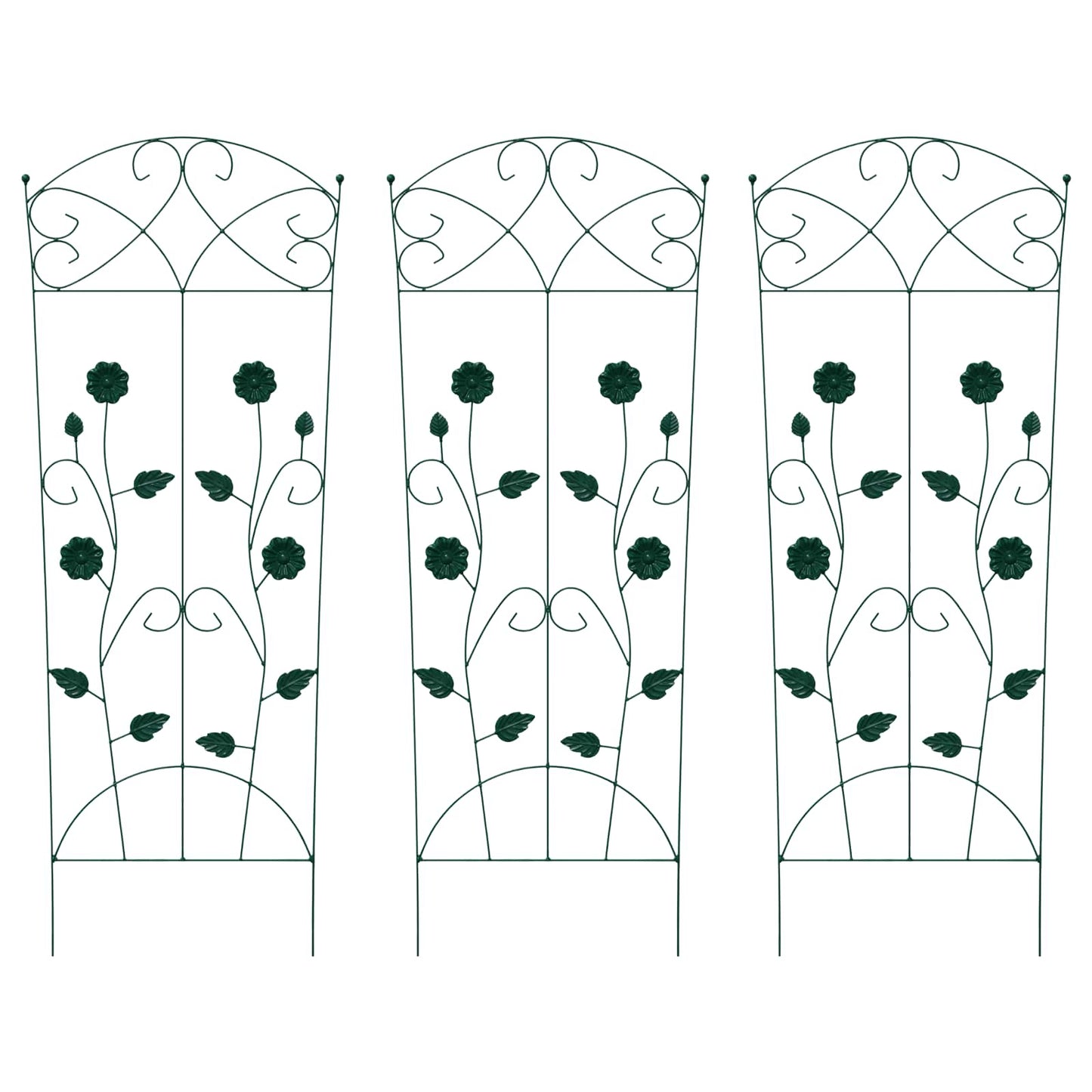 Garden Fence 3 pcs Green 110.5 x 42.5 cm Steel