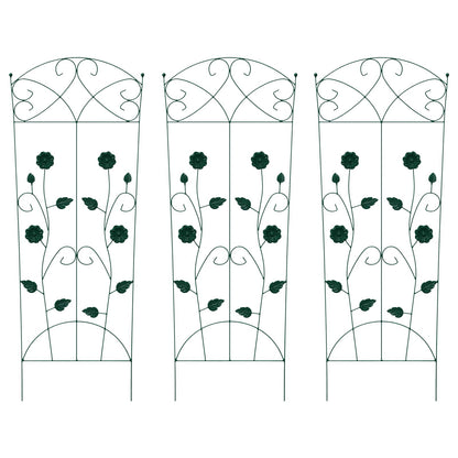 Garden Fence 3 pcs Green 110.5 x 42.5 cm Steel