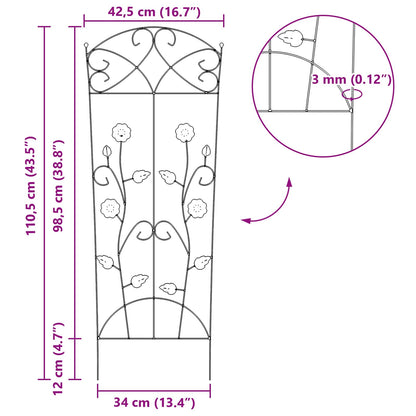 Garden Fence 3 pcs Green 110.5 x 42.5 cm Steel