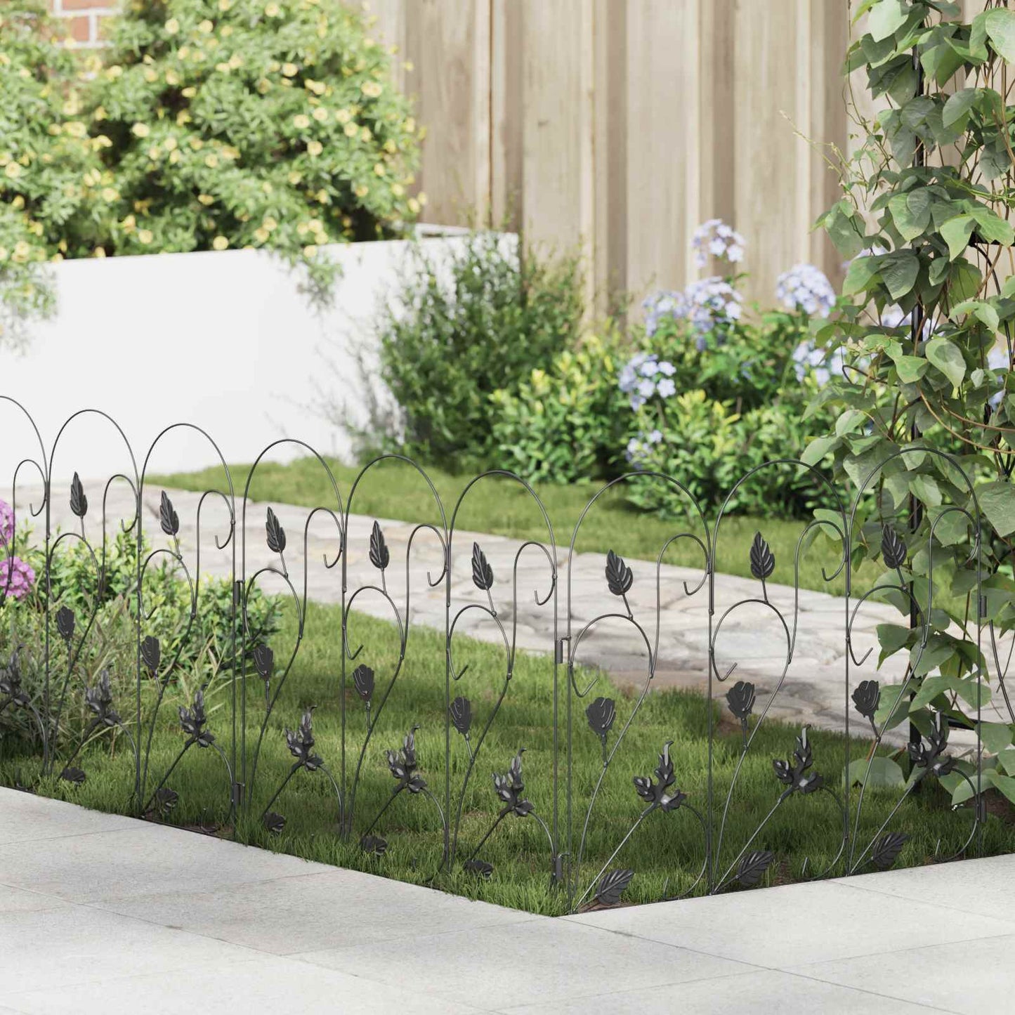 Garden Fence 5 pcs Black Steel