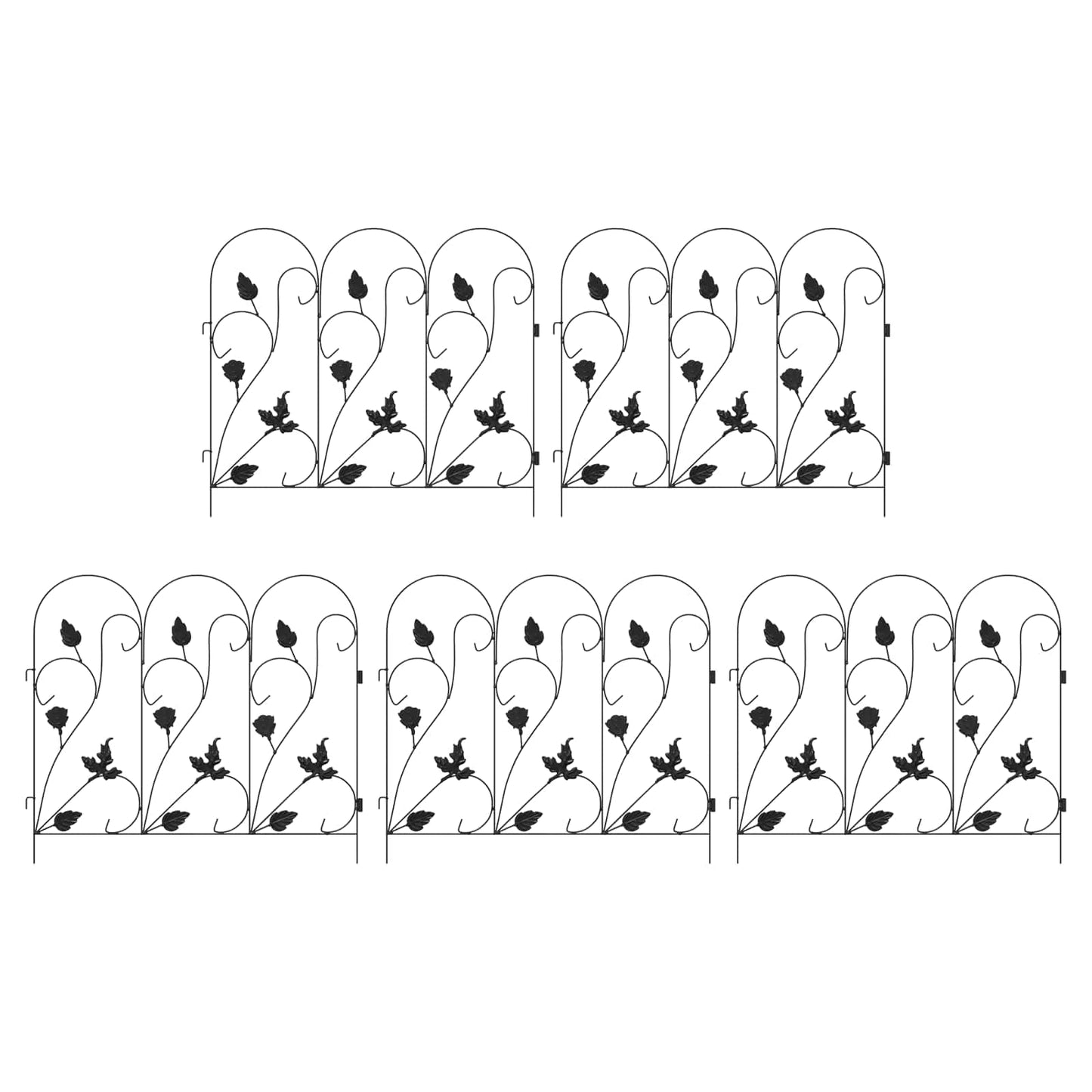Garden Fence 5 pcs Black Steel