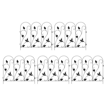 Garden Fence 5 pcs Black Steel