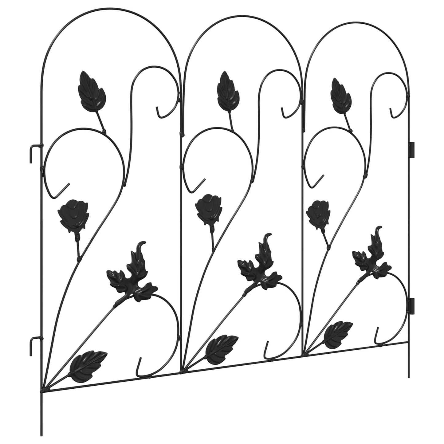 Garden Fence 5 pcs Black Steel