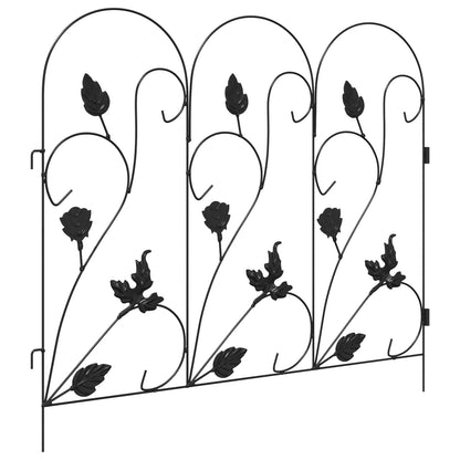 Garden Fence 5 pcs Black Steel