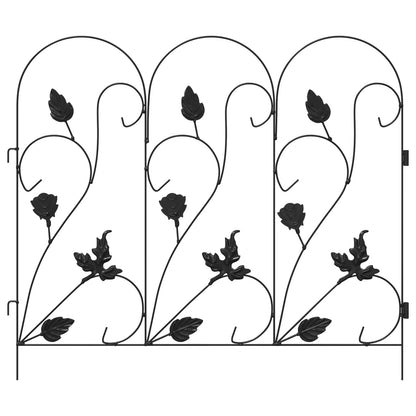 Garden Fence 5 pcs Black Steel