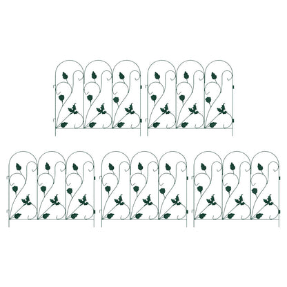 Garden Fence 5 pcs Green Steel