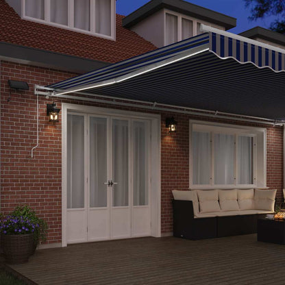 Retractable Awning Manual Blue and White 600 x 300 cm