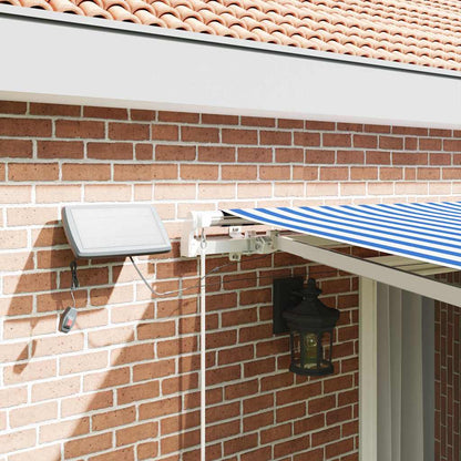Retractable Awning Manual Blue and White 450 x 300 cm