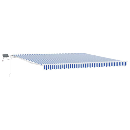 Retractable Awning Manual Blue and White 450 x 300 cm