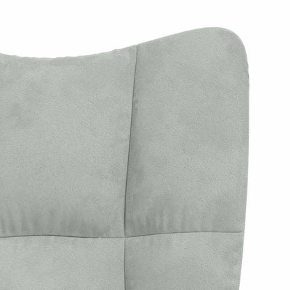 Relaxing chair with Footstool Light Grey Velvet