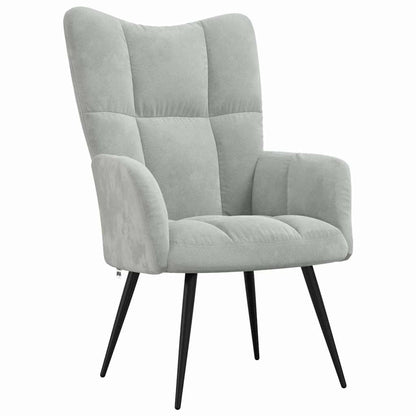 Relaxing chair with Footstool Light Grey Velvet