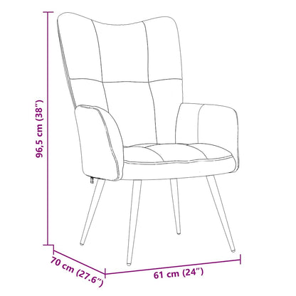 Relaxing chair with Footstool Light Grey Velvet
