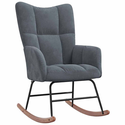 Rocking Chair with Footstool 2 pcs Dark Grey Velvet