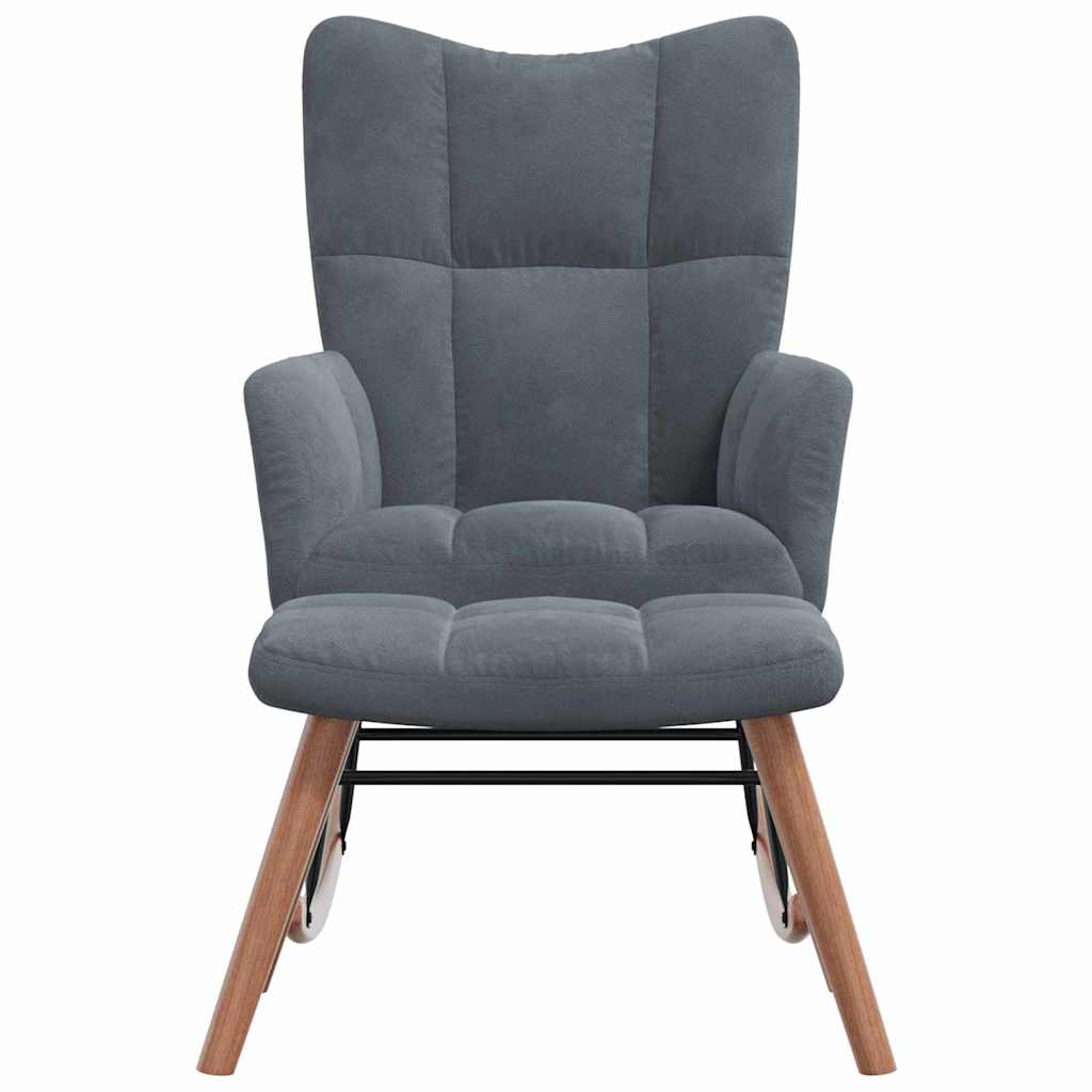 Rocking Chair with Footstool 2 pcs Dark Grey Velvet
