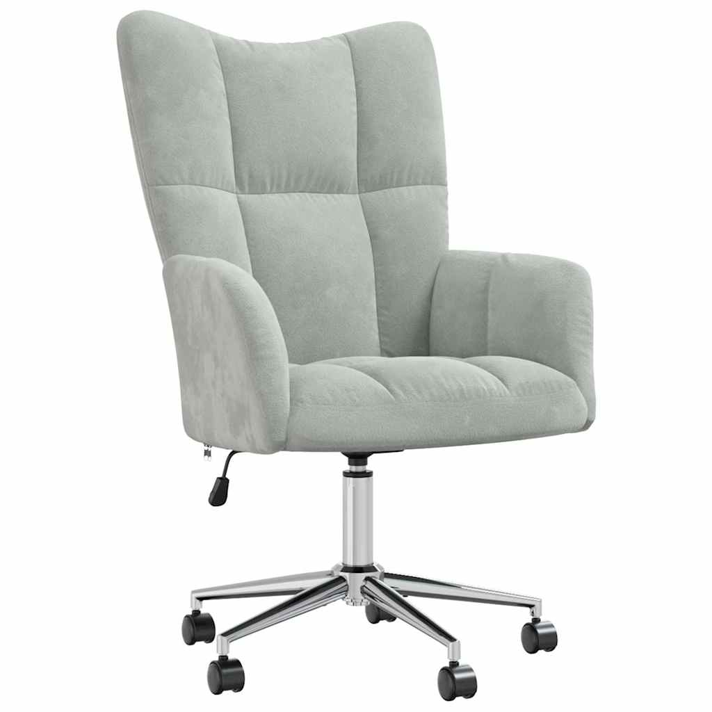 Relaxing Chair with Wheel Light Grey 69 x 61.5 x 102 cm Velvet