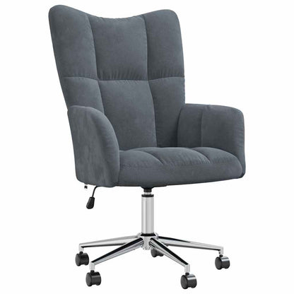 Relaxing Chair with Wheel Dark Grey 69 x 61.5 x 102 cm Velvet