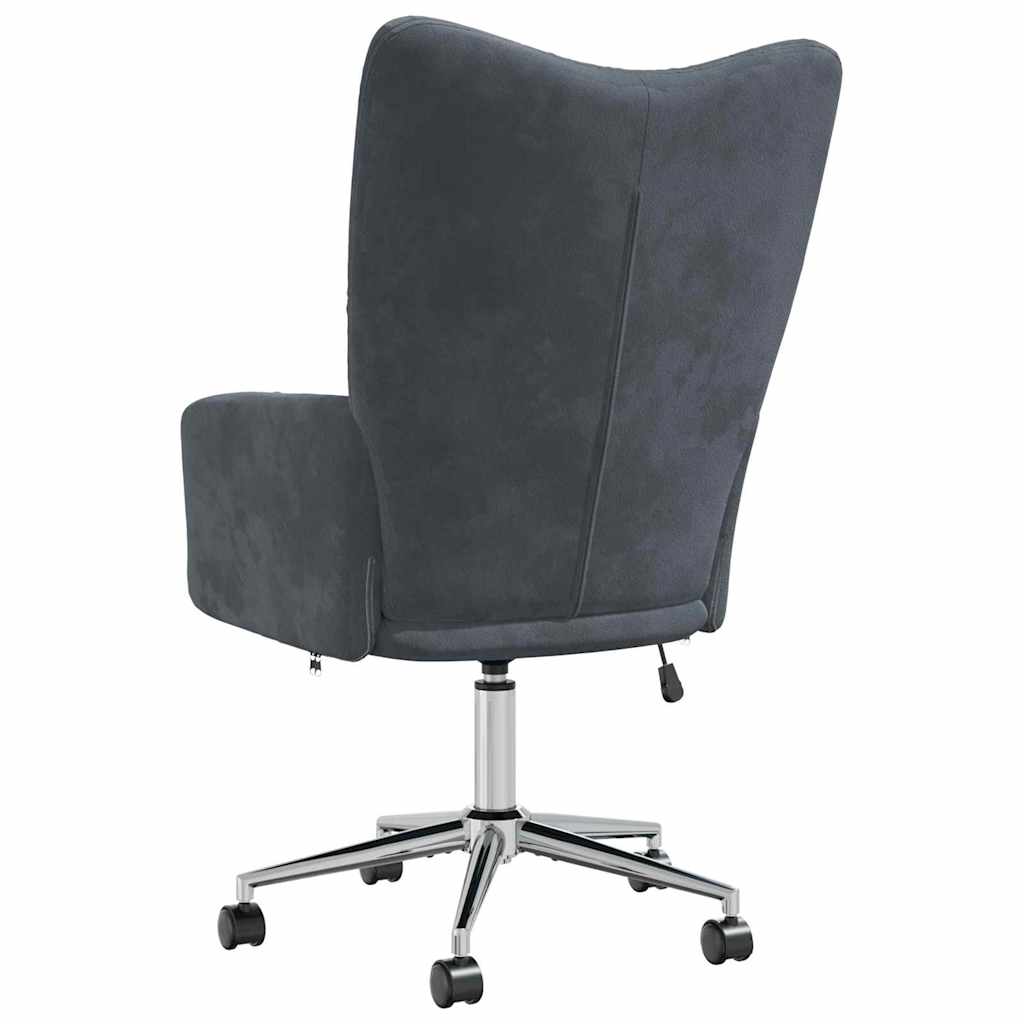 Relaxing Chair with Wheel Dark Grey 69 x 61.5 x 102 cm Velvet