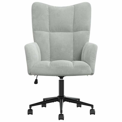 Relaxing Chair with Wheels Light Grey Velvet